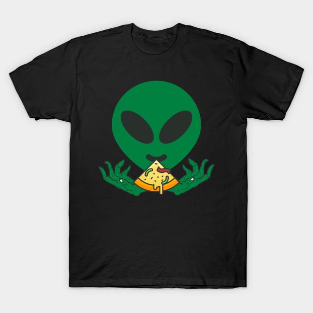 Alien Pizza Eating T-Shirt by Tailor twist